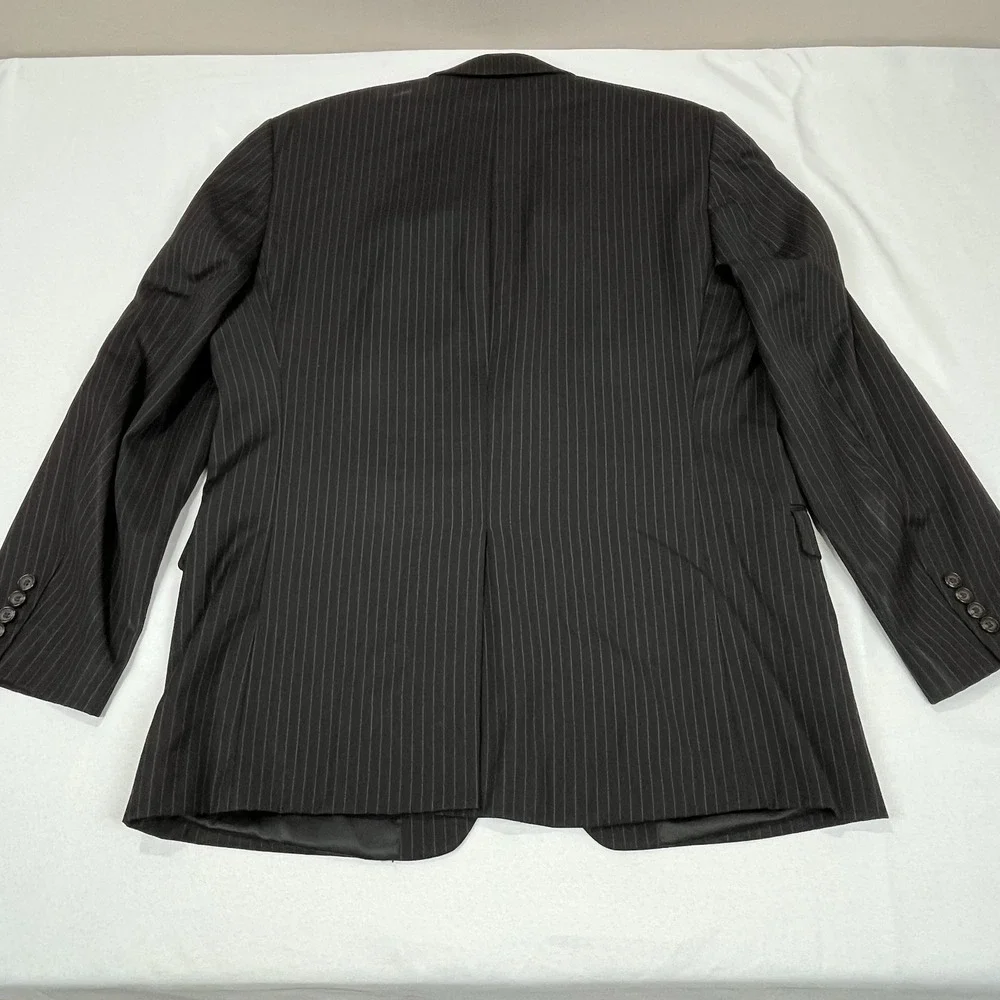 RALPH LAUREN Blazer Black w/ Gray Pinstripes 2-Button Wool Suit Jacket Men's 42R